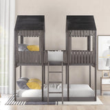 Bunk Bed With Roof, Window, Guardrail, Ladder - Furniture Home Direct