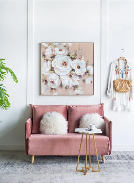 Square Framed Wall Art Flower Canvas Print, Home Decor For Living Room Kitchen Foyer Office - Multicolor - Furniture Home Direct