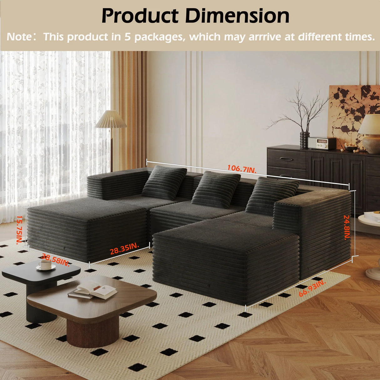 Compression Sofa With 2 Ottomans - Furniture Home Direct