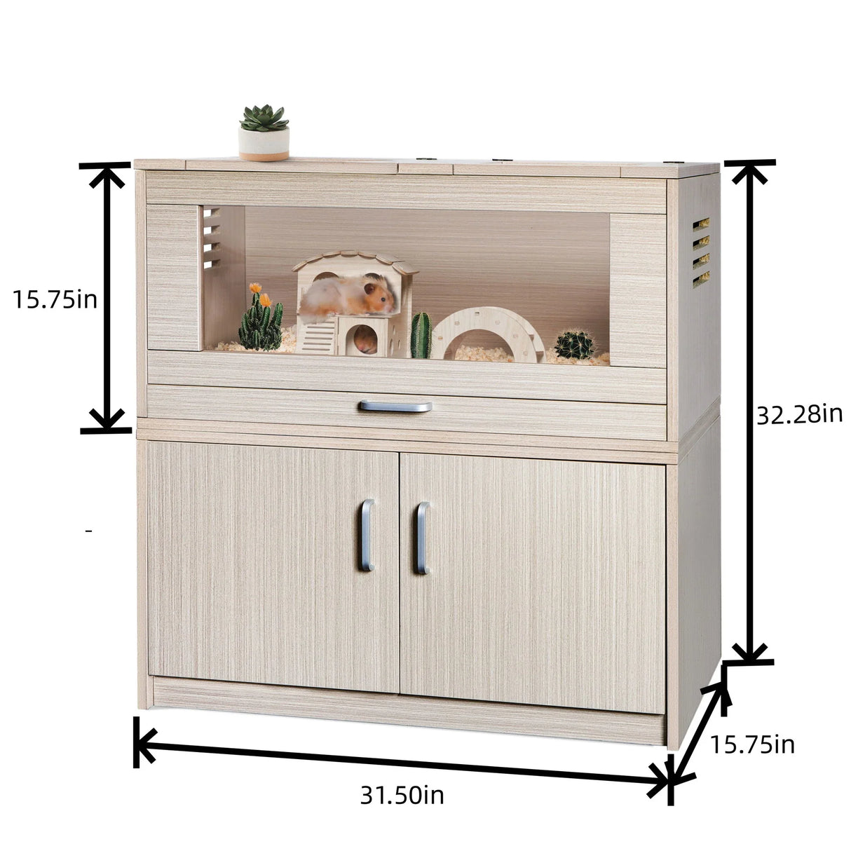 Guinea Pig Cages, Hamster Cage Wood With Independent Storage Cabinet, House For Rat Chinchilla With Guinea Pig Hutch And Bridge, Openable Top With Acrylic Sheets - Furniture Home Direct