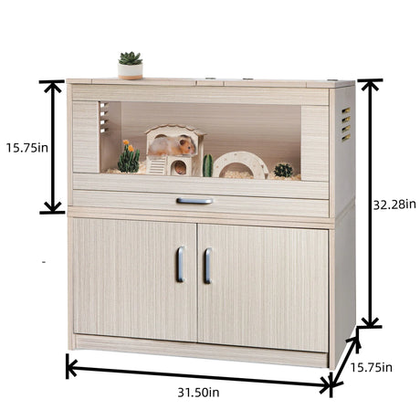 Guinea Pig Cages, Hamster Cage Wood With Independent Storage Cabinet, House For Rat Chinchilla With Guinea Pig Hutch And Bridge, Openable Top With Acrylic Sheets - Furniture Home Direct
