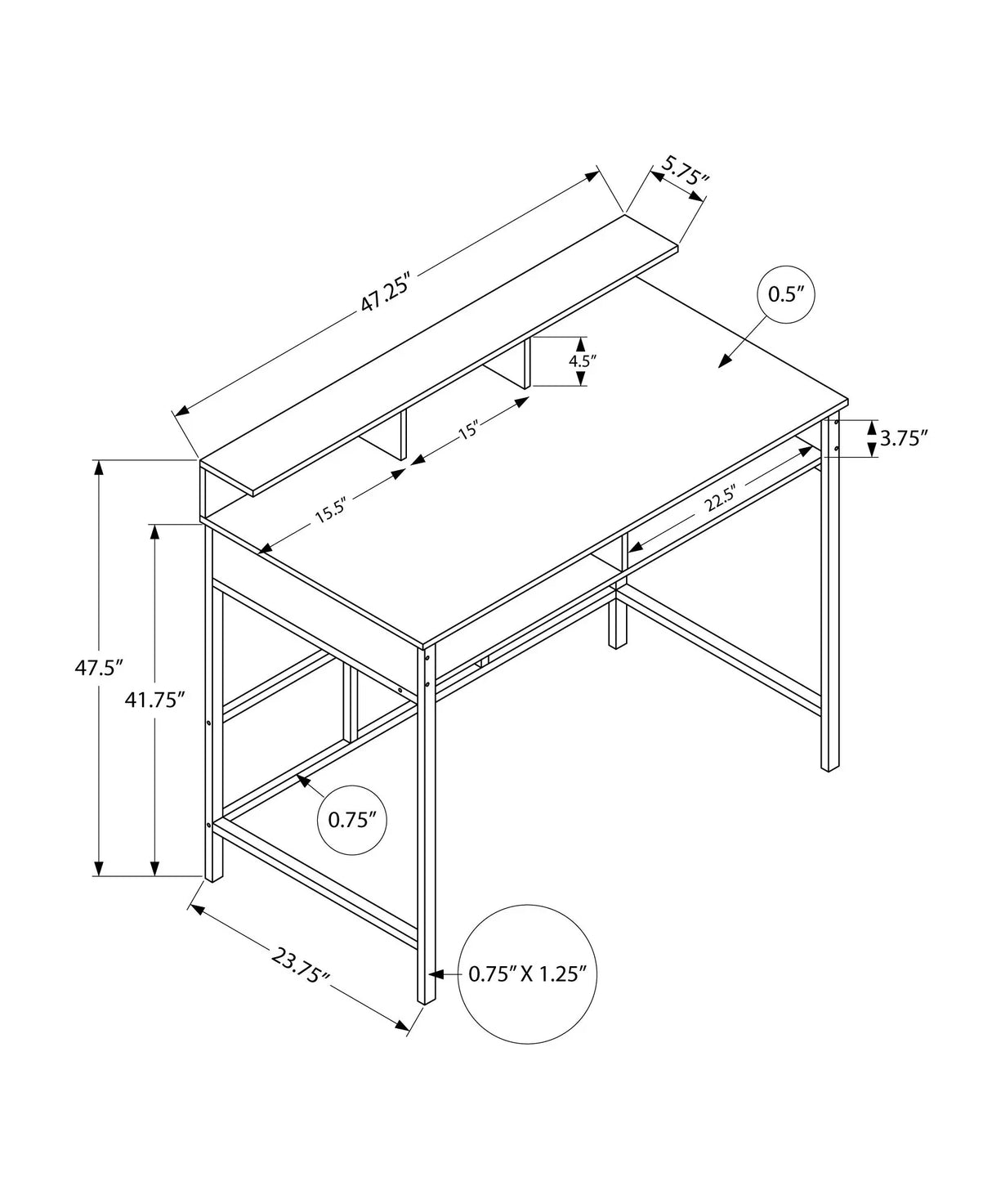 Computer Desk For Home Office, Standing, Storage Shelves, Laptop, Contemporary & Modern - Furniture Home Direct