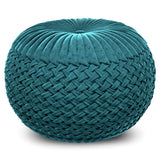 Grafton - Handcrafted Velvet Round Pouf - Furniture Home Direct