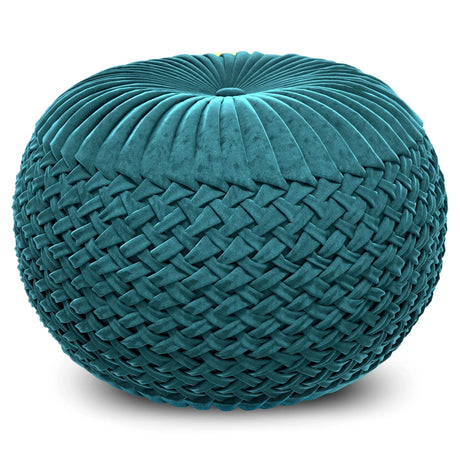 Grafton - Handcrafted Velvet Round Pouf - Furniture Home Direct