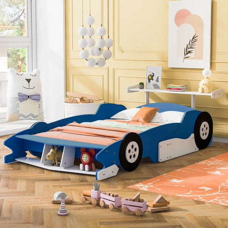 Race Car-Shaped Platform Bed With Wheels - Furniture Home Direct