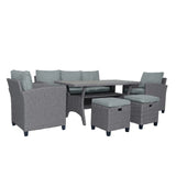 6-Piece Outdoor Wicker Set - Gray - Furniture Home Direct