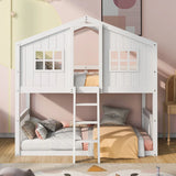 House Bunk Bed With Ladder, Wood Bed - Furniture Home Direct