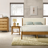 Bedroom Set 5 Piece Corduroy Upholstered Queen Bed Walnut - Furniture Home Direct