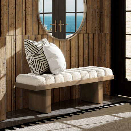 Bella - Upholstered Modern Accent Bench - Ivory White - Furniture Home Direct