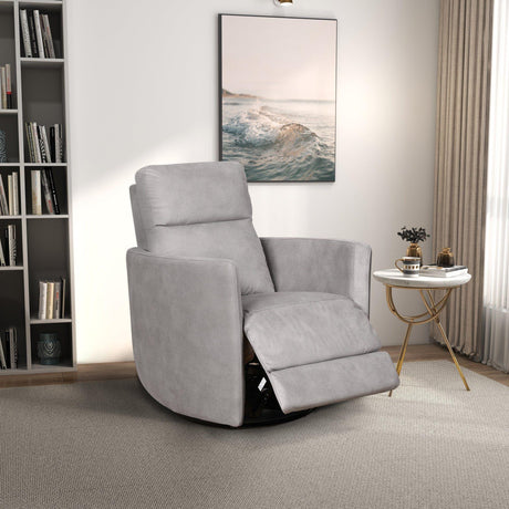 Lawson - Swivel Glider Suede Recliner Chair - Latte - Furniture Home Direct