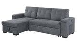 Toby - Woven Fabric Reversible Sleeper Sectional Sofa With Storage Chaise Cup Holder Charging Ports And Pockets - Furniture Home Direct