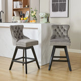 Counter Height Bar Stools Velvet Upholstery Tufted Gray - Furniture Home Direct