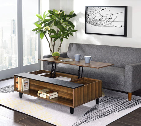 Avala - Coffee Table With Lift Top - Walnut / Black - Furniture Home Direct