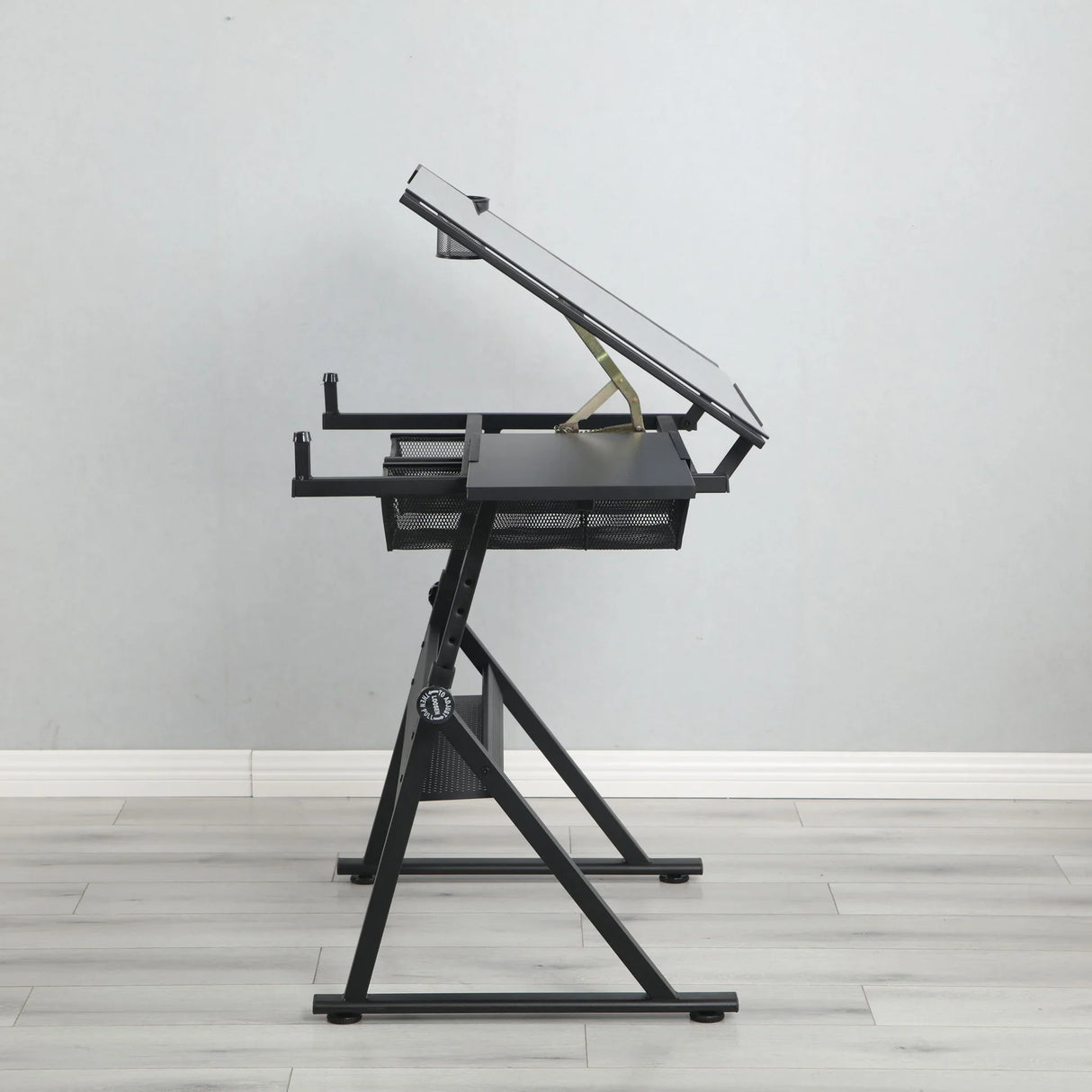 Adjustable Tempered Glass Drafting Printing Table With Chair - Furniture Home Direct