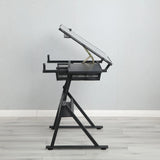 Adjustable Tempered Glass Drafting Printing Table With Chair - Furniture Home Direct