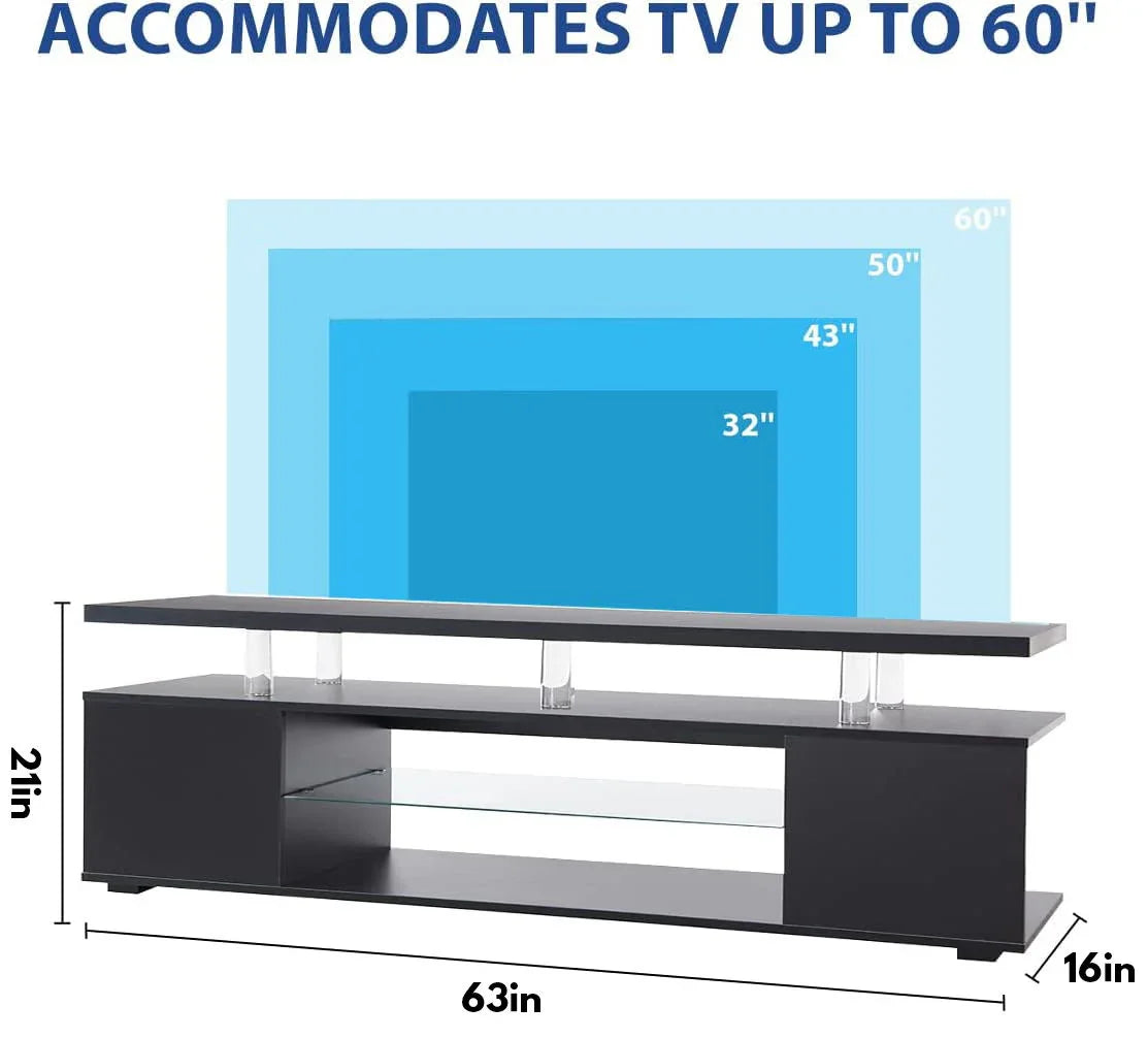 TV Stand LED Gaming Entertainment Center, Media Storage Console Table With Large Side Cabinet - Furniture Home Direct