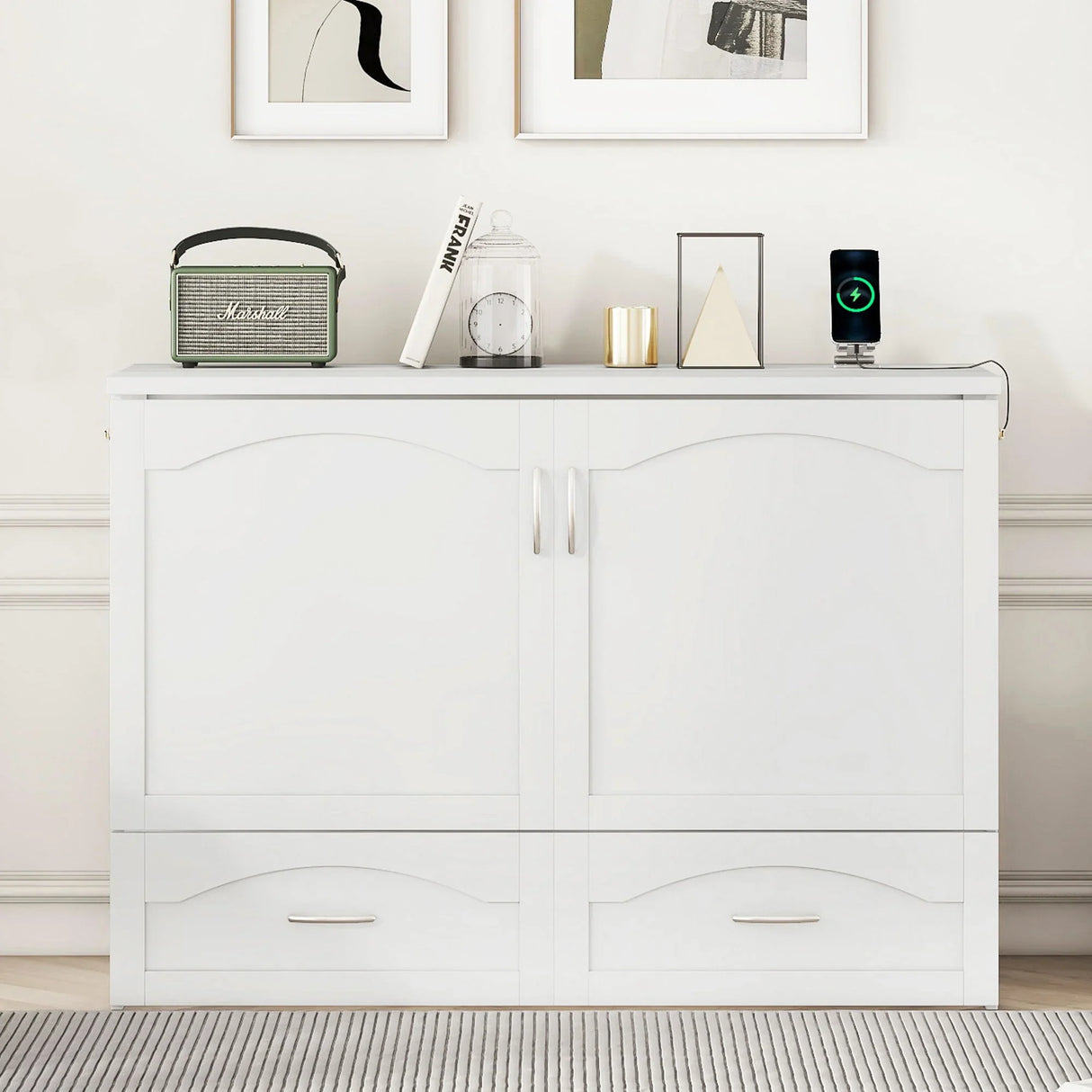 Murphy Wall Bed With Drawer And A Set Of Sockets & USB Ports, Pulley Structure Design - Furniture Home Direct