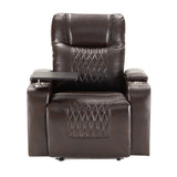 Power Motion Recliner With USB Charging Port And Hidden Arm Storage 2 Convenient Cup Holders Design And 360 Degree Swivel Tray Table - Furniture Home Direct