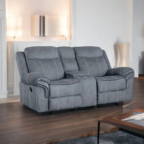 Zubaida - Two Tone Velvet Recliner Loveseat With USB Port Console - Furniture Home Direct