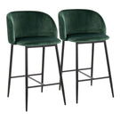 Fran - Pleated Waves Contemporary Fixed Height Counter Stool (Set of 2) - Furniture Home Direct
