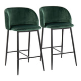Fran - Pleated Waves Contemporary Fixed Height Counter Stool (Set of 2) - Furniture Home Direct