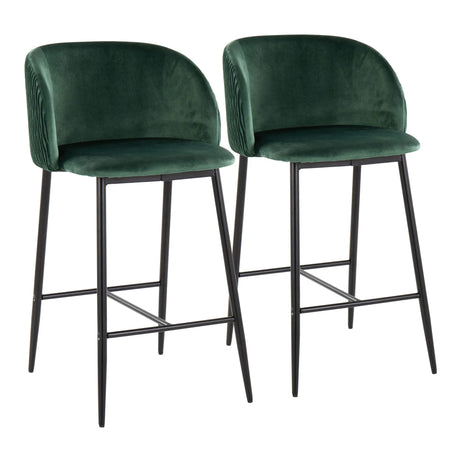 Fran - Pleated Waves Contemporary Fixed Height Counter Stool (Set of 2) - Furniture Home Direct