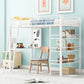 Loft Metal Bed With 3 Layers Of Shelves And Desk, Stylish Metal Frame Bed With Whiteboard - Furniture Home Direct
