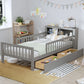 Bed With Headboard Storage Rack, 2 Under Bed Drawers, 3 Side Guardrails For Safety - Furniture Home Direct