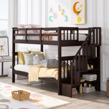 Stairway Bunk Bed With Storage And Guard Rail For Bedroom - Furniture Home Direct
