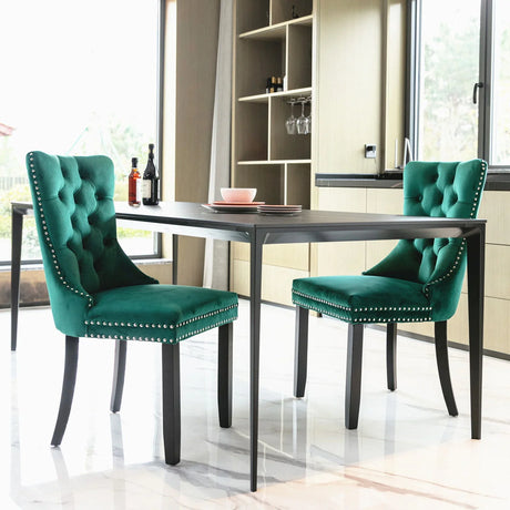 Nikki - Modern, High-End Tufted Solid Wood Contemporary Velvet Upholstered Dining Chair With Wood Legs Nailhead Trim (Set of 2) - Furniture Home Direct