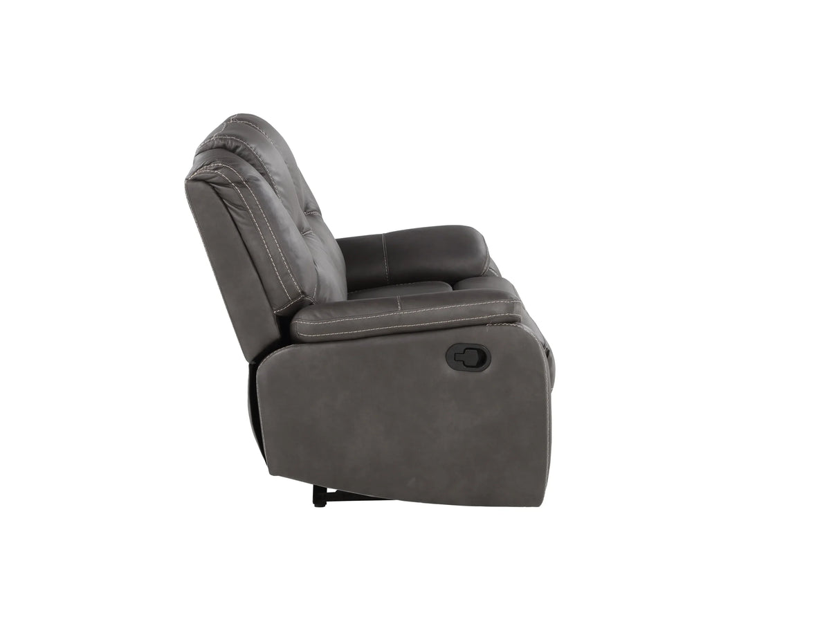 Katrine - Charcoal PU Manual Loveseat - Charcoal Black - Furniture Home Direct