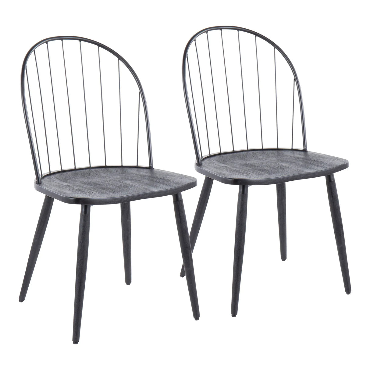 Riley - Industrial High Back Armless Chair (Set of 2) - Black - Furniture Home Direct