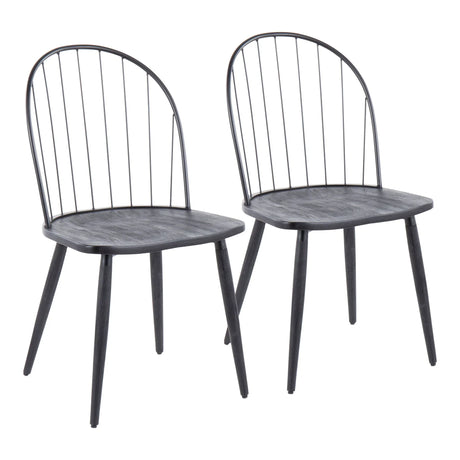 Riley - Industrial High Back Armless Chair (Set of 2) - Black - Furniture Home Direct