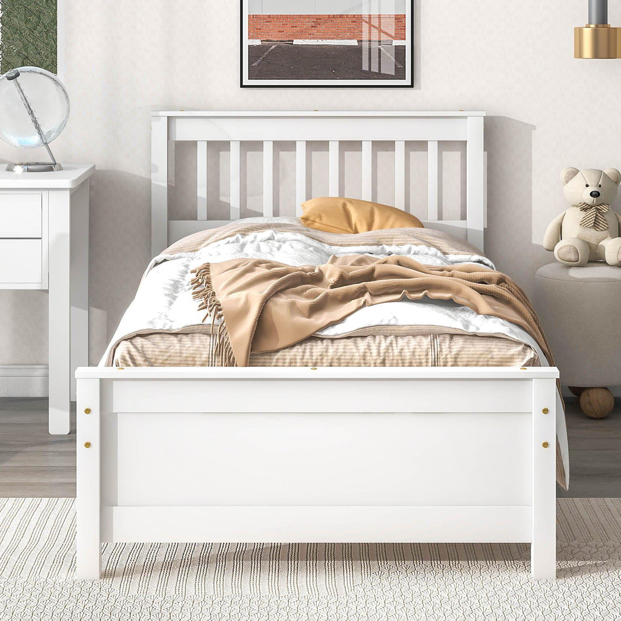 Bed With Headboard And Footboard For Kids, Teens, Adults, With A Nightstand - Furniture Home Direct