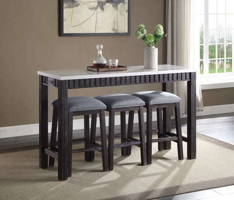 Necalli - Marble Top Weathered 4 Piece Pack Counter Height Table Set - Espresso - Furniture Home Direct