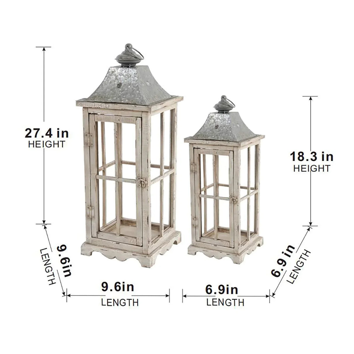 Wooden Candle Lantern Decorative, Hurricane Lantern Holder Decor For Indoor Outdoor, Home Garden - Ivory - Furniture Home Direct
