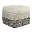 Macie - Square Woven Outdoor / Indoor Pouf - Gray / White - Furniture Home Direct