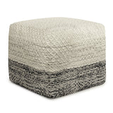 Macie - Square Woven Outdoor / Indoor Pouf - Gray / White - Furniture Home Direct