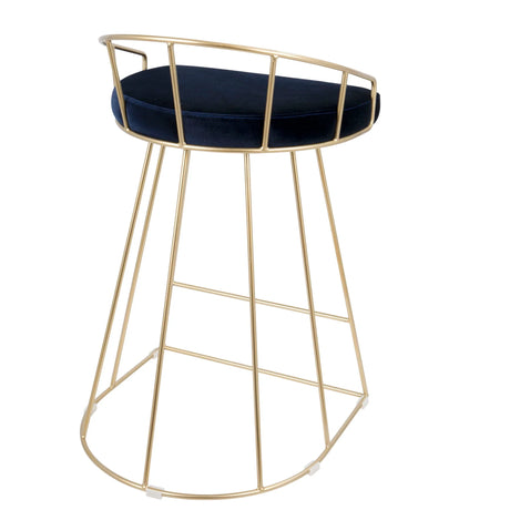 Canary - Contemporary / Glam Counter Stool (Set of 2) - Gold / Blue - Furniture Home Direct