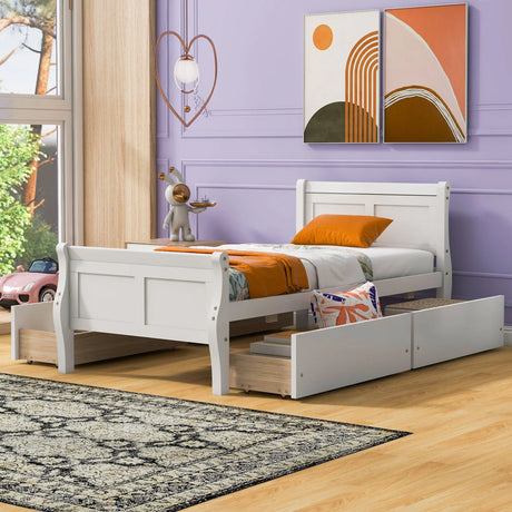 Platform Bed Frame Mattress Foundation Sleigh Bed With Headboard / Footboard / Wood Slat Suppor - Furniture Home Direct