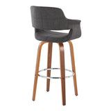 Vintage Flair - Mid Century Modern Fixed Height Barstool With Swivel & Round Footrest (Set of 2) - Furniture Home Direct
