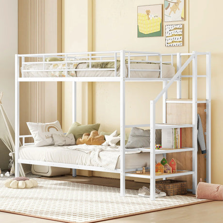 Bunk Bed With Lateral Storage Ladder And Wardrobe - Furniture Home Direct