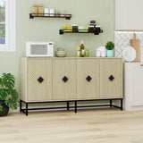 Carved 4 Door Sideboard With Storage, Adjustable Shelf - Furniture Home Direct