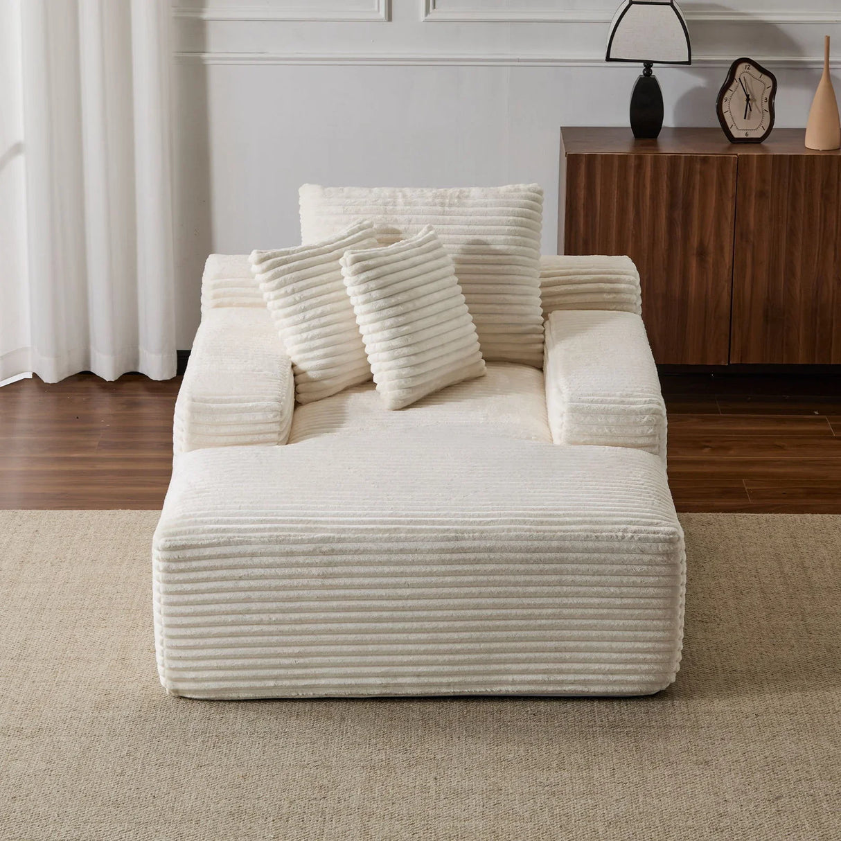 Oversized Chaise Lounge Chair Cozy Cloud Couch With 3 Throw Pillows And Wide Armrest - Furniture Home Direct