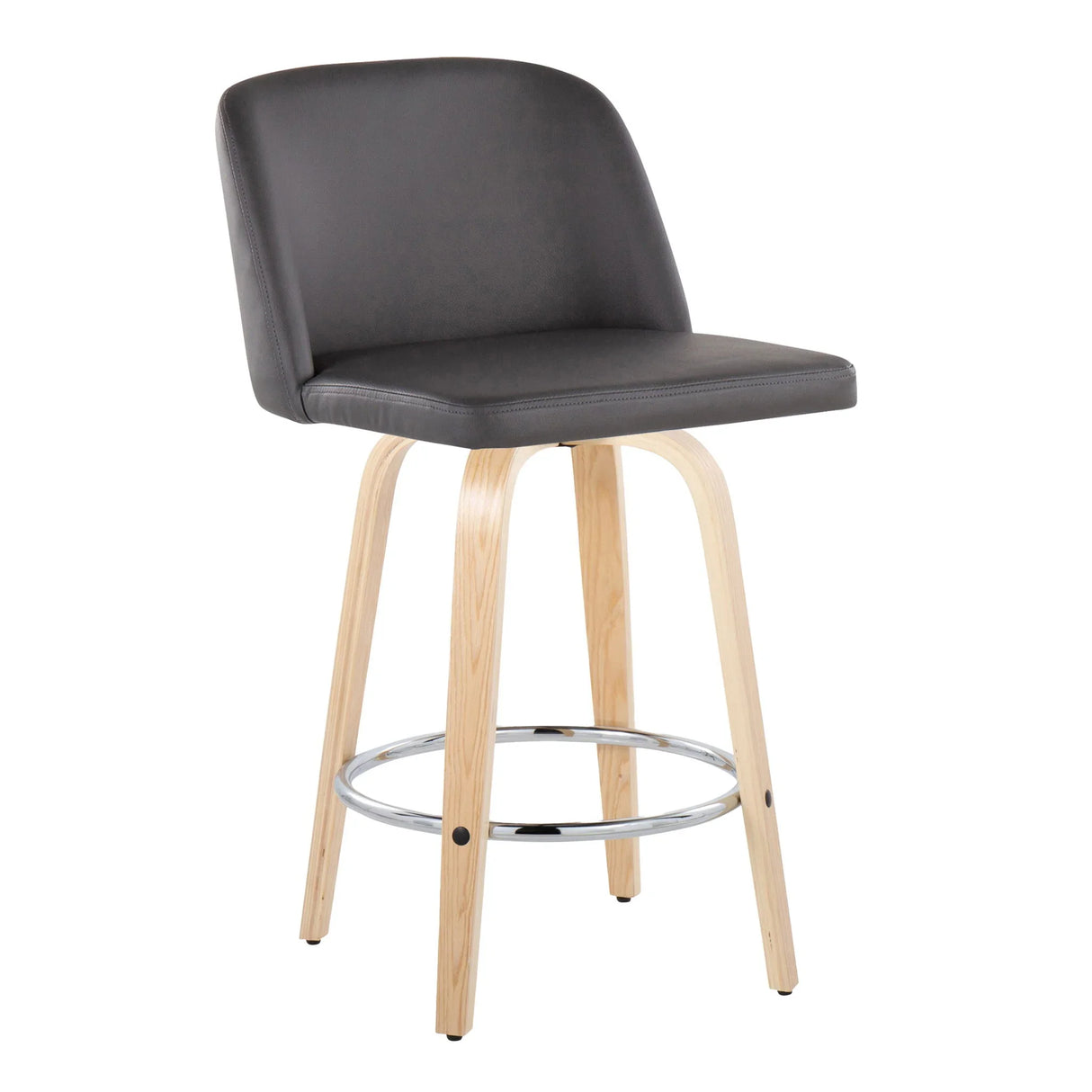 Toriano - Contemporary Fixed-Height Counter Stool With Swivel And Round Footrest (Set of 2) - Furniture Home Direct