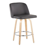 Toriano - Contemporary Fixed-Height Counter Stool With Swivel And Round Footrest (Set of 2) - Furniture Home Direct