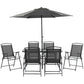 Outsunny - Patio Dining Set With Table Umbrella, Folding Chairs And Dining Table, Outdoor Patio Furniture Set - Furniture Home Direct