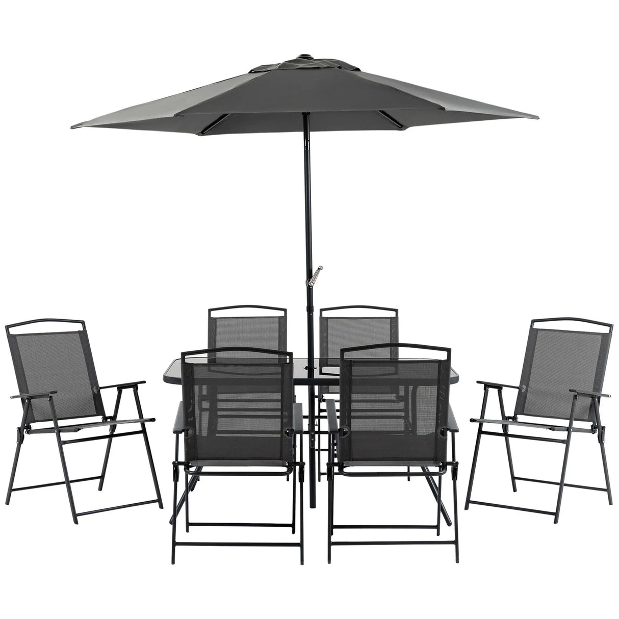 Outsunny - Patio Dining Set With Table Umbrella, Folding Chairs And Dining Table, Outdoor Patio Furniture Set - Furniture Home Direct