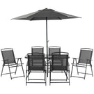 Outsunny - Patio Dining Set With Table Umbrella, Folding Chairs And Dining Table, Outdoor Patio Furniture Set - Furniture Home Direct