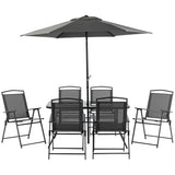 Outsunny - Patio Dining Set With Table Umbrella, Folding Chairs And Dining Table, Outdoor Patio Furniture Set - Furniture Home Direct